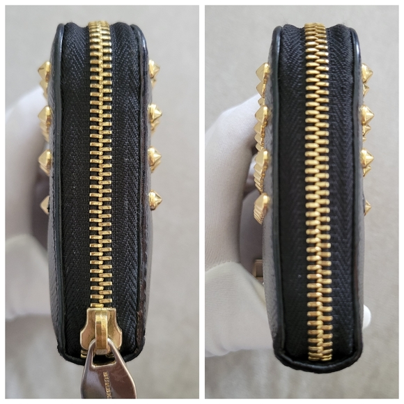 BURBERRY Studded Black Patent Leather Zip Wallet - Picture 4 of 5
